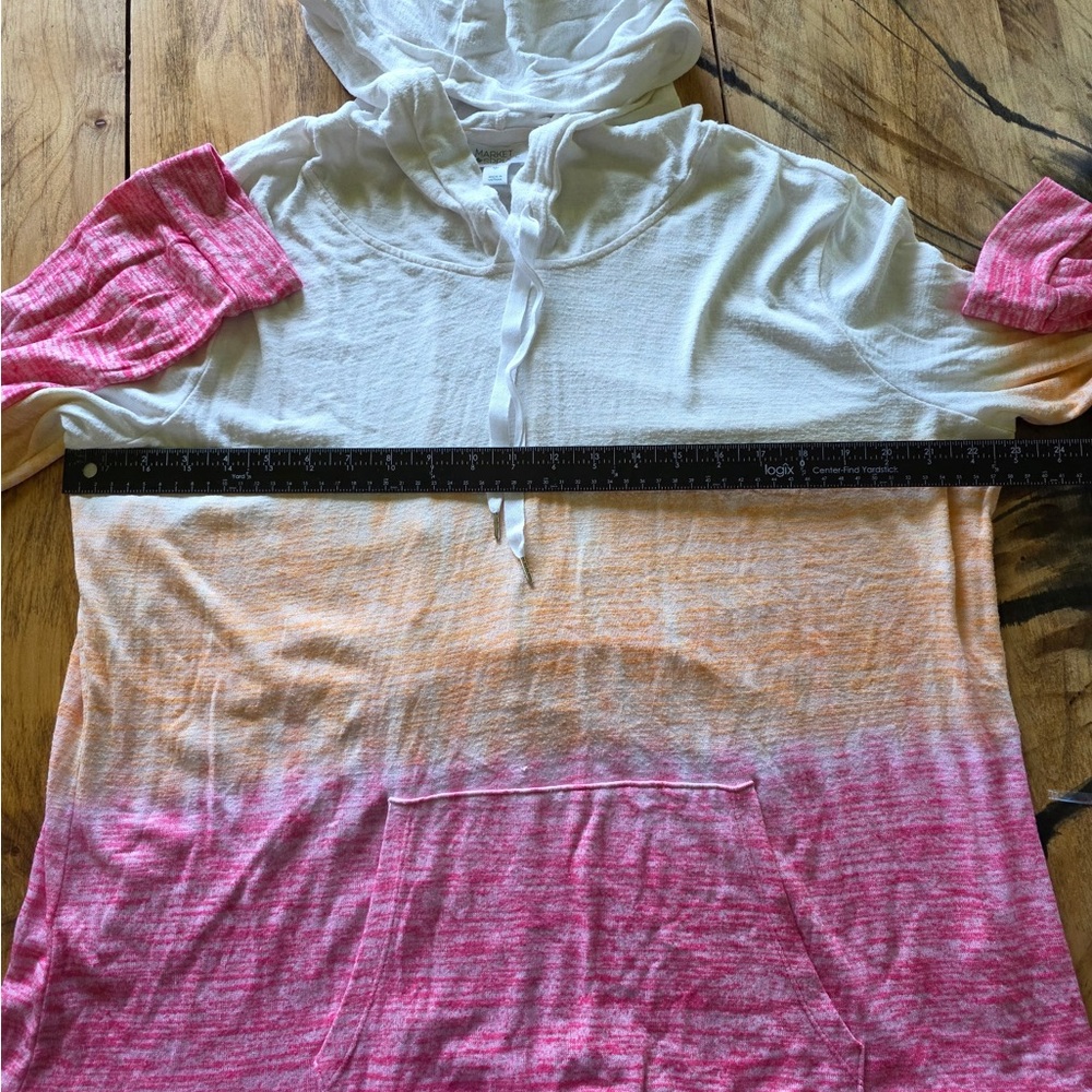 Market & Spruce Ombré Hoodie Top | Pink & Yellow Dip Dye | Women’s 2XL - Picture 5 of 8